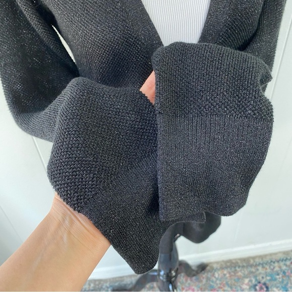 J. Mclaughlin Button Black Metallic Cardigan Sweater Women's Size Medium Long - Picture 4 of 15